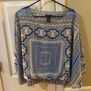 Blue and white blouse